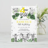 Zwarte en Witte Safari Dieren Birthday Kaart (Staand voorkant)