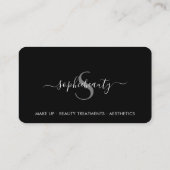 Zwarte en witte salon Business Monogram Loyalty-ka Klantenkaartje (Achterkant)