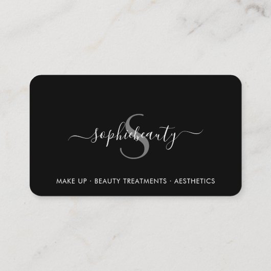 Zwarte en witte salon Business Monogram Loyalty-ka Klantenkaartje (Achterkant)