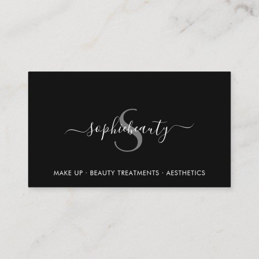 Zwarte en witte salon Business Monogram Loyalty-ka Klantenkaartje (Achterkant)