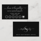 Zwarte en witte salon Business Monogram Loyalty-ka Klantenkaartje (Voorkant / Achterkant)