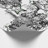 ZWARTE EN WITTE  SANTA CHRISTMAS WRAPPING CADEAUPAPIER (Hoek)