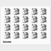 ZWARTE EN WITTE  SANTA-WRAPPING VIERKANTE STICKER (Vel)