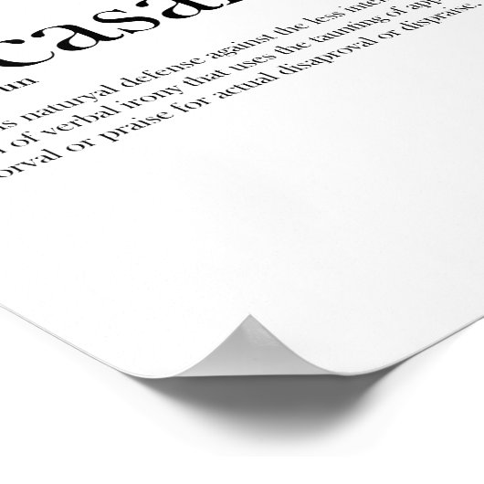 Zwarte en witte Sarcasm definitie Poster (Hoek)