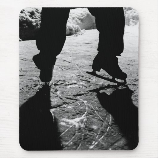 Zwarte en witte Schaatsen Silhouette Muismat (Voorkant)