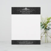  zwarte en witte schaduw van Damask Decor Gepersonaliseerd Briefhoofd (Staand voorkant)
