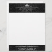  zwarte en witte schaduw van Damask Decor Gepersonaliseerd Briefhoofd (Voorkant / Achterkant)