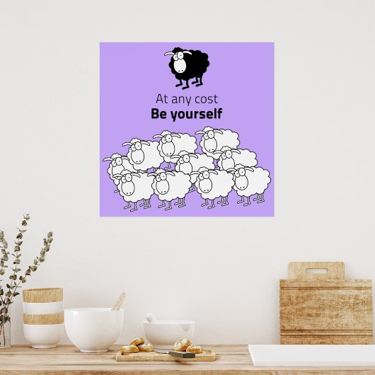 Zwarte en witte schapen poster (Keuken)