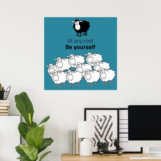 Zwarte en witte schapen poster (Thuiskantoor)