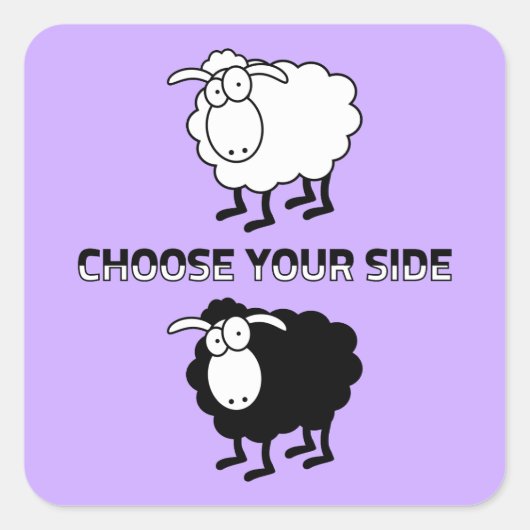 Zwarte en witte schapen vierkante sticker (Voorkant)