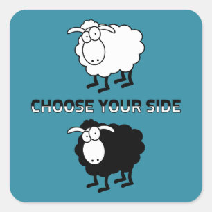 Zwarte en witte schapen vierkante sticker