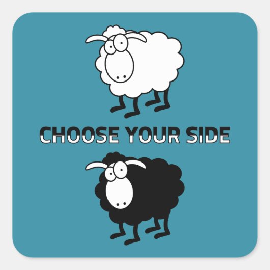 Zwarte en witte schapen vierkante sticker (Voorkant)