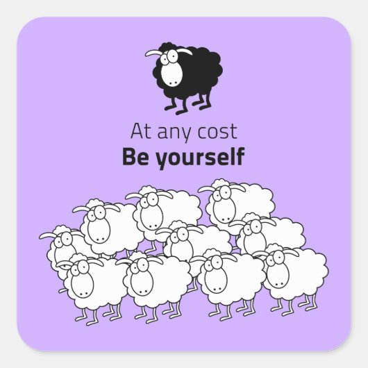 Zwarte en witte schapen vierkante sticker (Voorkant)