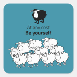 Zwarte en witte schapen vierkante sticker