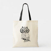 Zwarte en witte schattige uil illustratie tote bag (Achterkant)