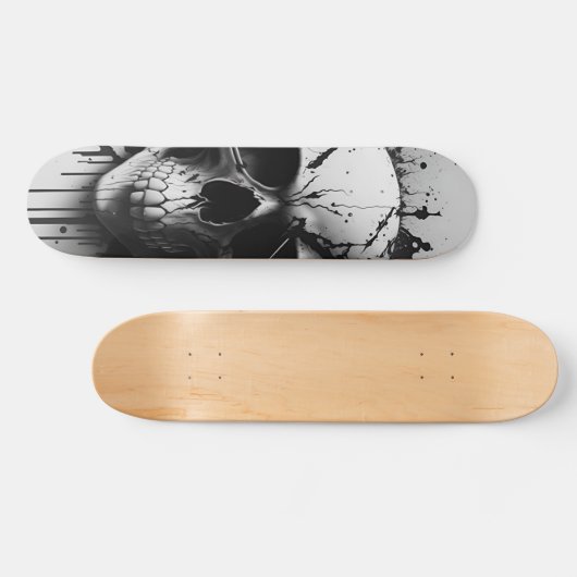 Zwarte en witte schedel #3 - Numb-Skulls Design Persoonlijk Skateboard (Horizontaal)