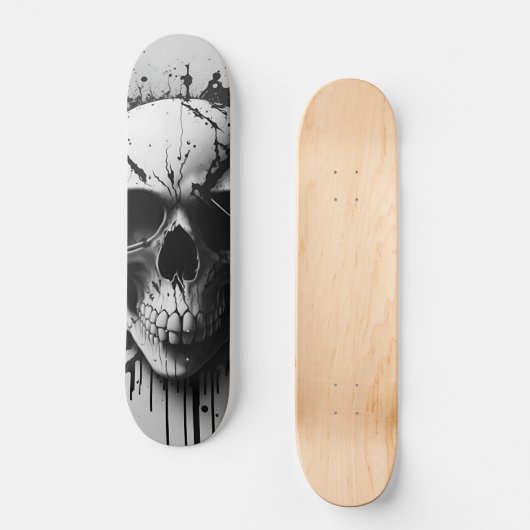 Zwarte en witte schedel #3 - Numb-Skulls Design Persoonlijk Skateboard (Voorkant)