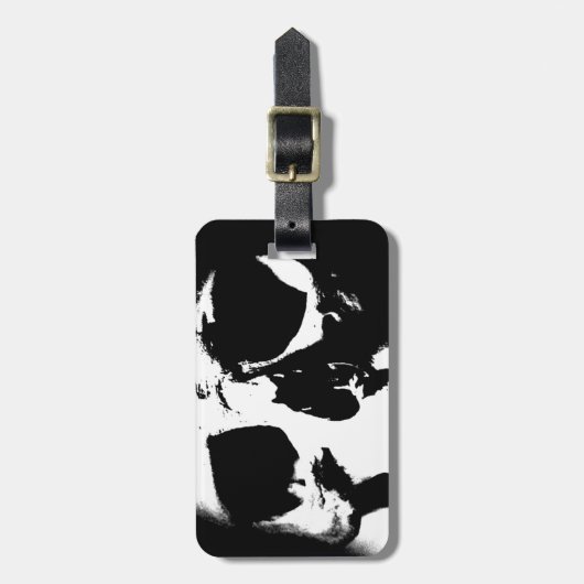 Zwarte en witte schedel bagagelabel (Voorkant verticaal)