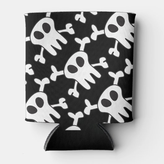 Zwarte en witte schedel blikjeskoeler (Voorkant)