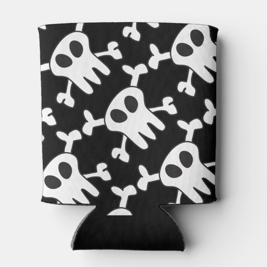 Zwarte en witte schedel blikjeskoeler (Achterkant)