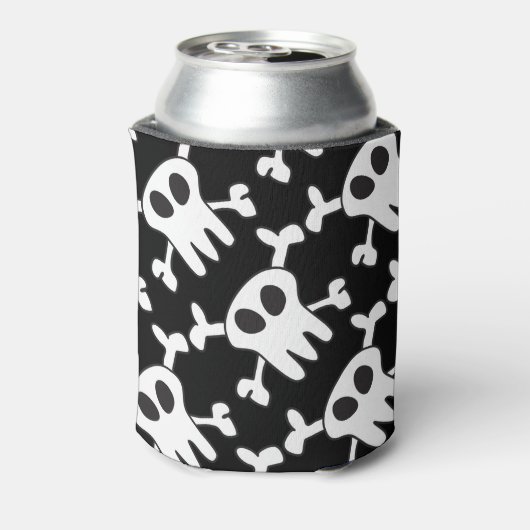 Zwarte en witte schedel blikjeskoeler (Blikje Achterkant)