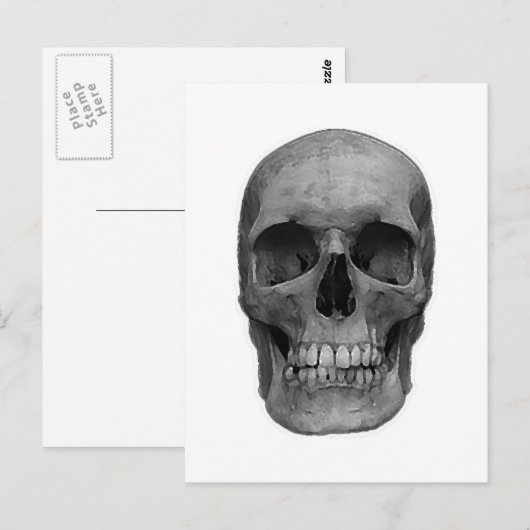 Zwarte en witte schedel briefkaart (Voorkant / Achterkant)