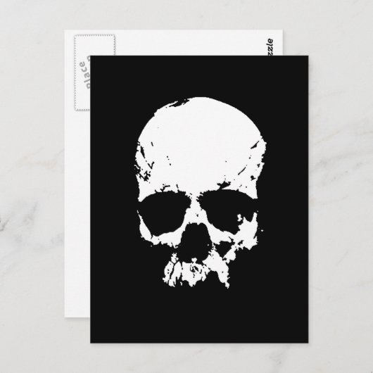 Zwarte en witte schedel briefkaart (Voorkant / Achterkant)