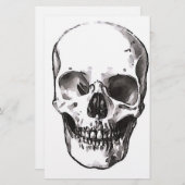 Zwarte en witte schedel briefpapier (Voorkant / Achterkant)