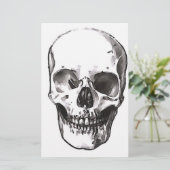 Zwarte en witte schedel briefpapier (Staand voorkant)