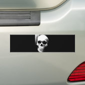 Zwarte en witte schedel bumpersticker (Op auto)