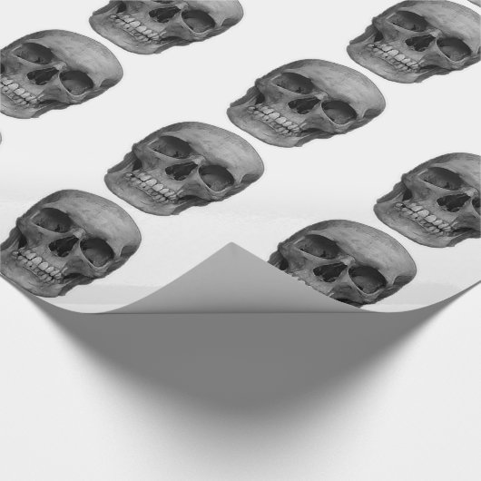 Zwarte en witte schedel cadeaupapier (Hoek)