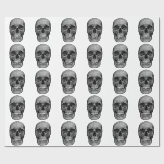 Zwarte en witte schedel cadeaupapier (Vlak)