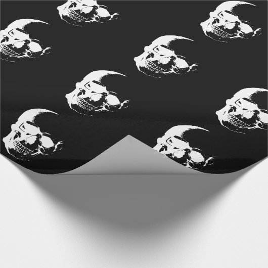 Zwarte en witte schedel cadeaupapier (Hoek)