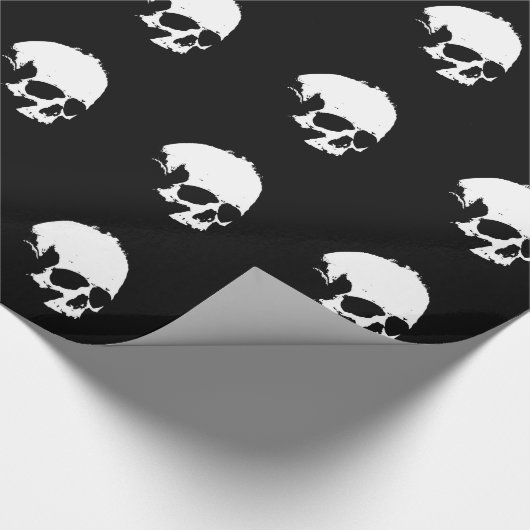 Zwarte en witte schedel cadeaupapier (Hoek)