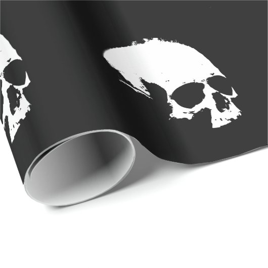 Zwarte en witte schedel cadeaupapier (Rol Hoek)