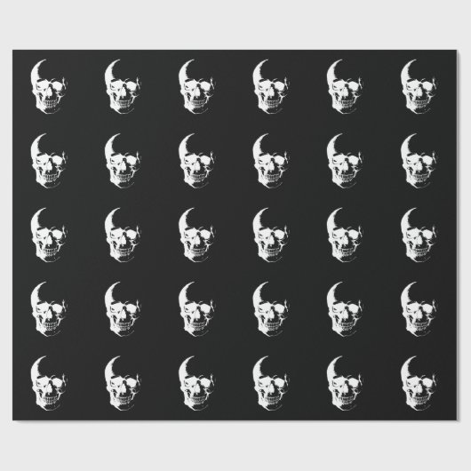 Zwarte en witte schedel cadeaupapier (Vlak)