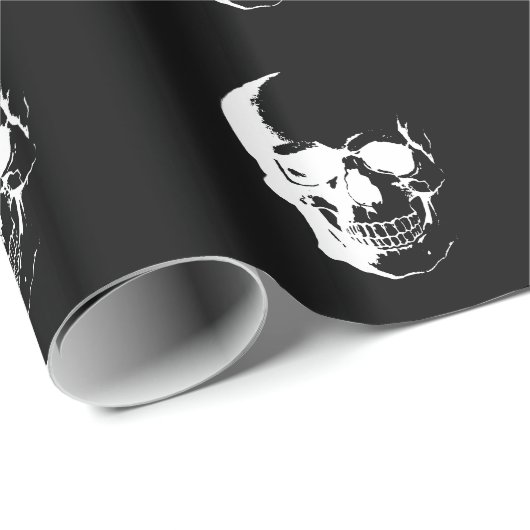 Zwarte en witte schedel cadeaupapier (Rol Hoek)