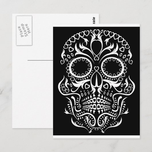 Zwarte en witte schedel / Dag van de dood Briefkaart (Voorkant / Achterkant)