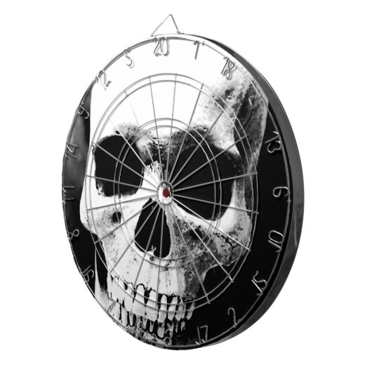 Zwarte en witte schedel dartbord (Voorkant Rechts)