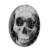 Zwarte en witte schedel dartbord (Voorkant Links)