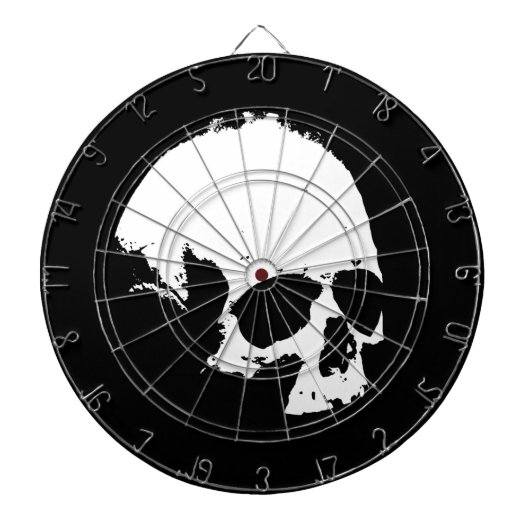 Zwarte en witte schedel dartbord (Voorkant)