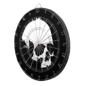 Zwarte en witte schedel dartbord (Voorkant Rechts)