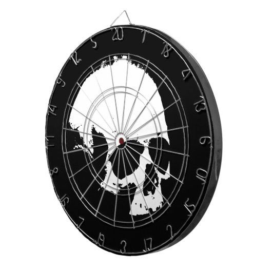 Zwarte en witte schedel dartbord (Voorkant Rechts)