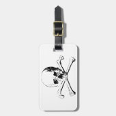 Zwarte en witte schedel en Botten Bagagelabel (Voorkant verticaal)