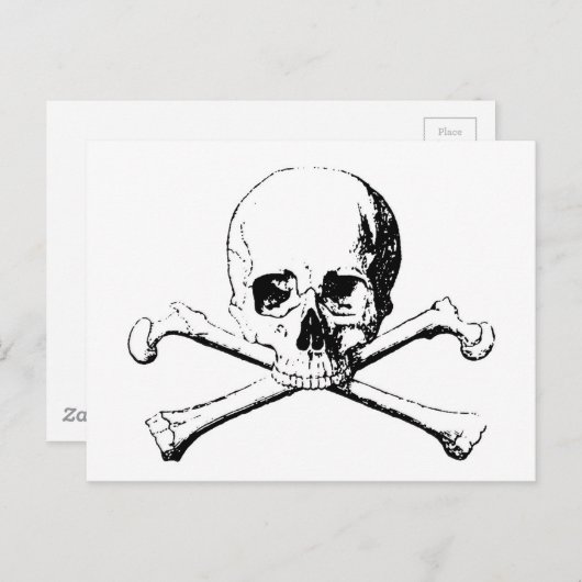 Zwarte en witte schedel en Botten Briefkaart (Voorkant / Achterkant)