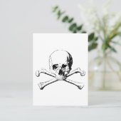 Zwarte en witte schedel en Botten Briefkaart (Staand voorkant)