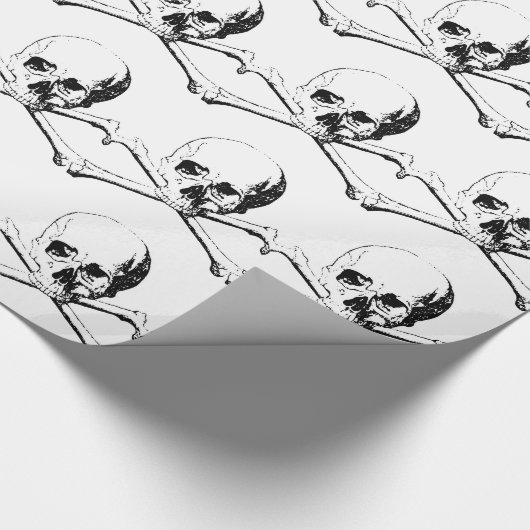 Zwarte en witte schedel en Botten Cadeaupapier (Hoek)