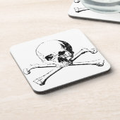 Zwarte en witte schedel en Botten Drankjes Onderzetter (Linkerzijde)