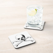 Zwarte en witte schedel en Botten Drankjes Onderzetter (Rechterzijde)