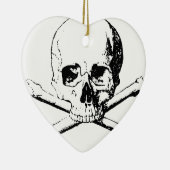 Zwarte en witte schedel en Botten Keramisch Ornament (Rechts)